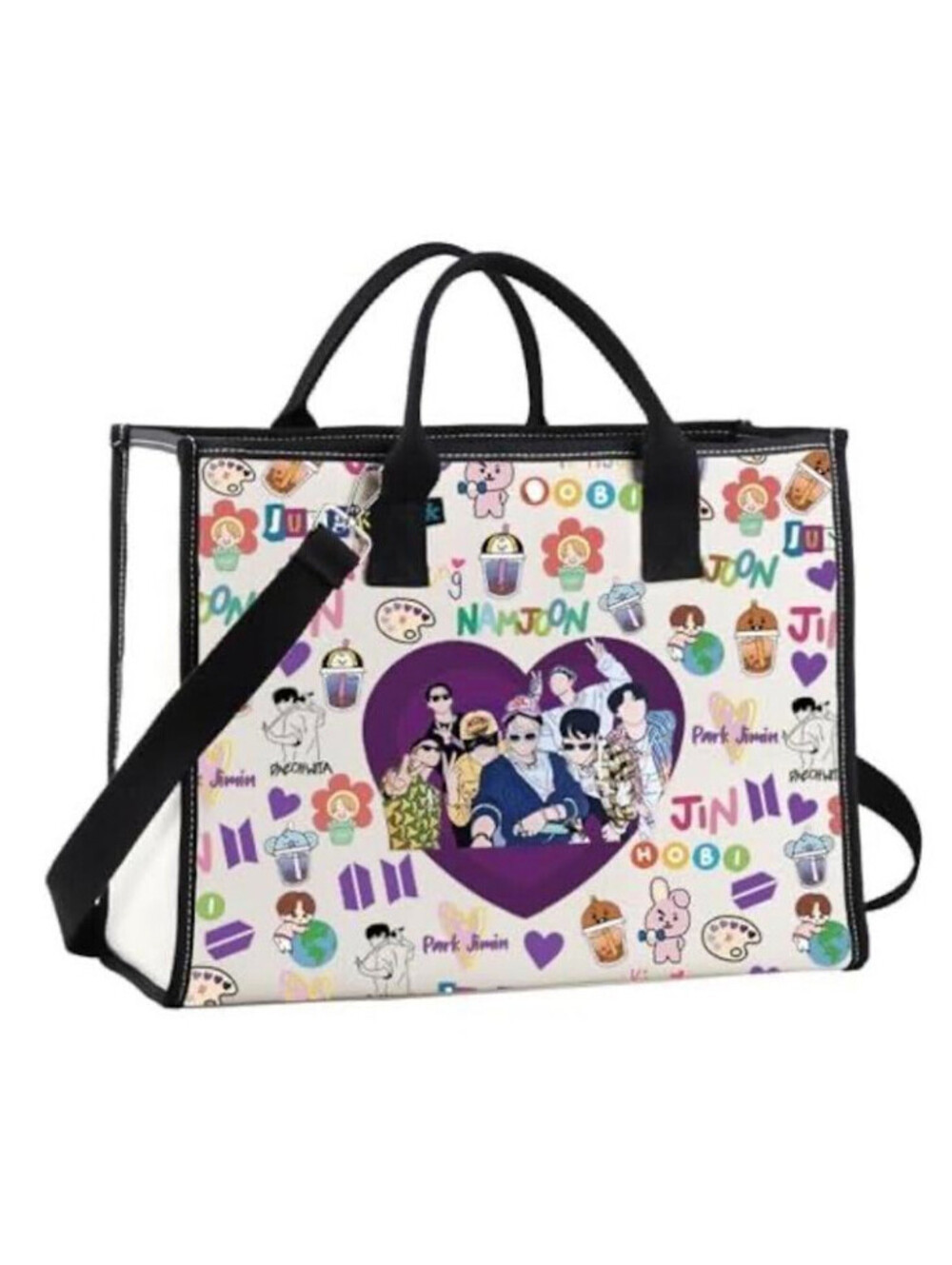 JNIAP K-Pop Group Tote Bag With Shoulder Strap-2 inside Pockets, Snap Closure